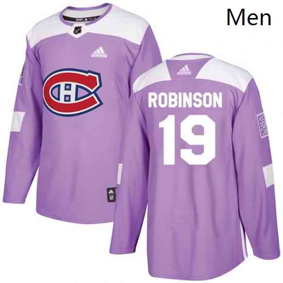 Mens Adidas Montreal Canadiens 19 Larry Robinson Authentic Purple Fights Cancer Practice NHL Jersey